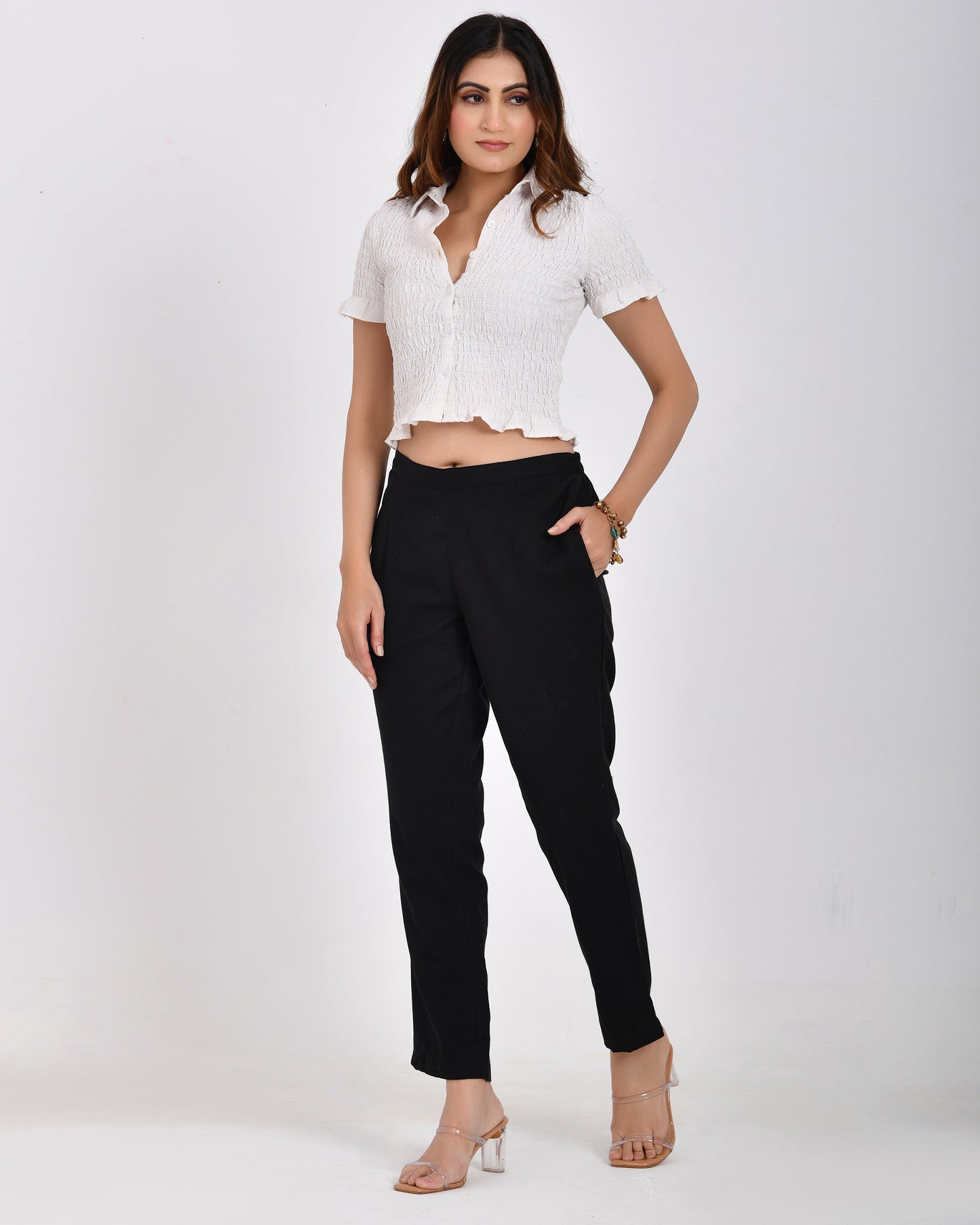 Black Linen Narrow Leg Pants