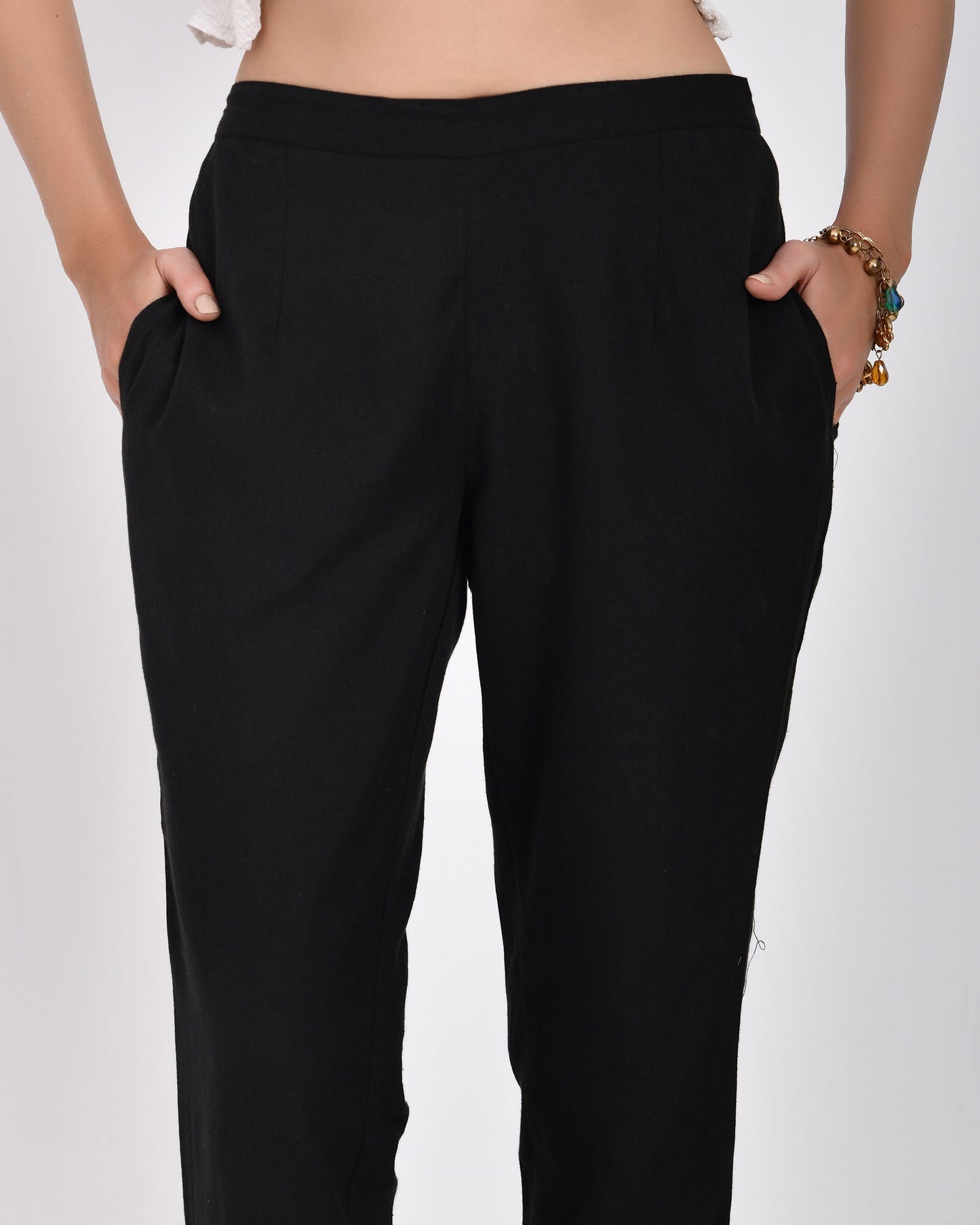Black Linen Narrow Leg Pants