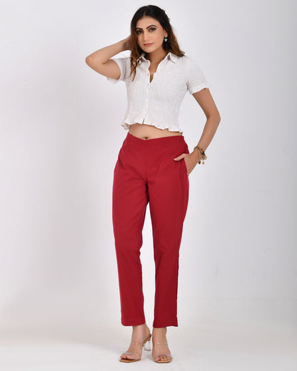 Maroon Everyday Cotton Pant