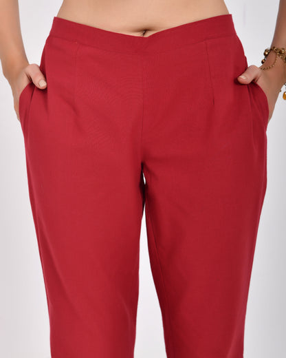 Maroon Everyday Cotton Pant