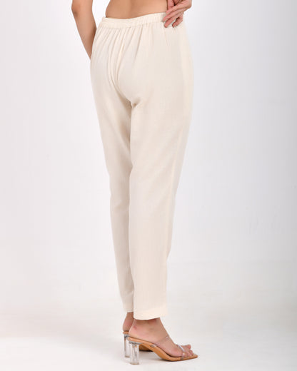 Off-White Linen Narrow Leg Pants