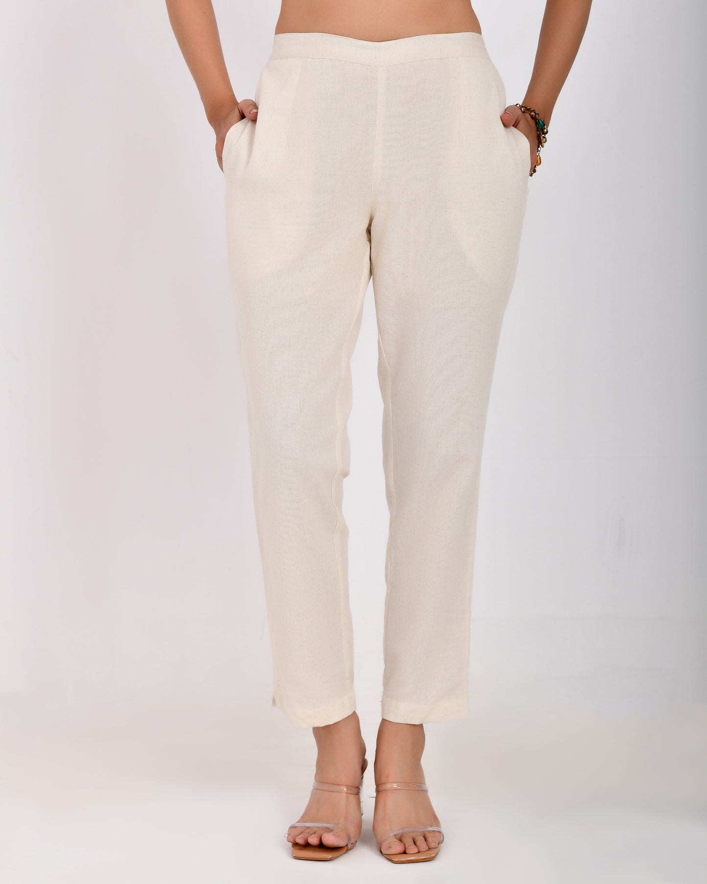 Off-White Linen Narrow Leg Pants