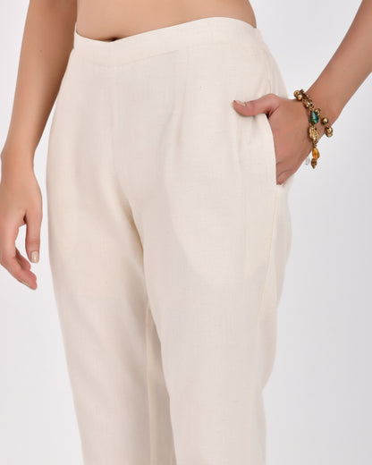 Off-White Linen Narrow Leg Pants