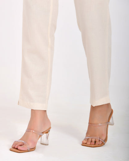 Off-White Linen Narrow Leg Pants