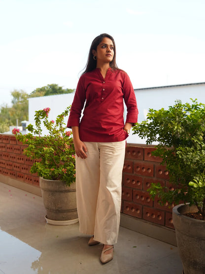 Women Ecru Airy Linen Wide Leg Pant