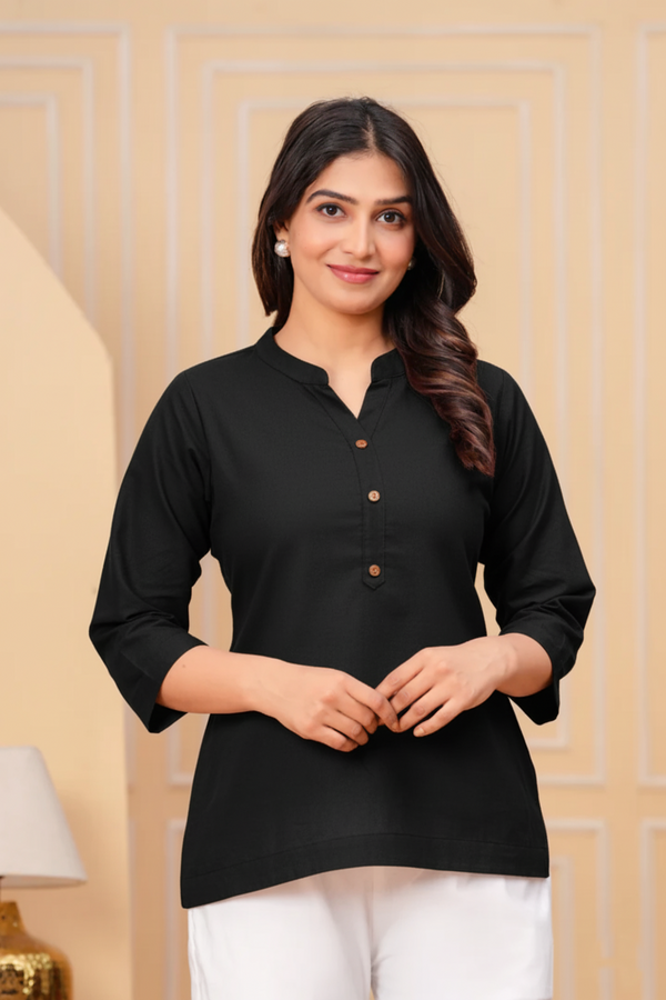 Elegant Black Rayon Straight Kurti for Women