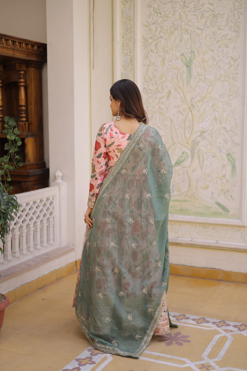 Alia Cut Russian Silk Gown Set with Dupatta for Women