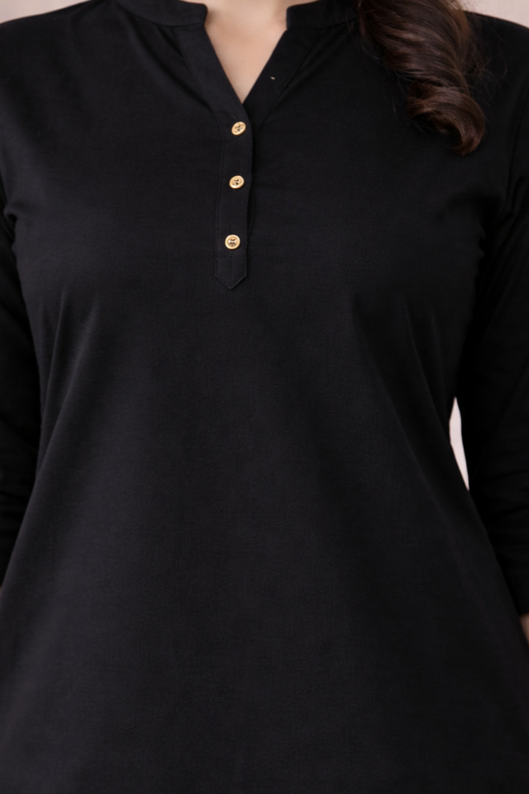 Black Rayon Kurti Pant Co-ord Set for Women