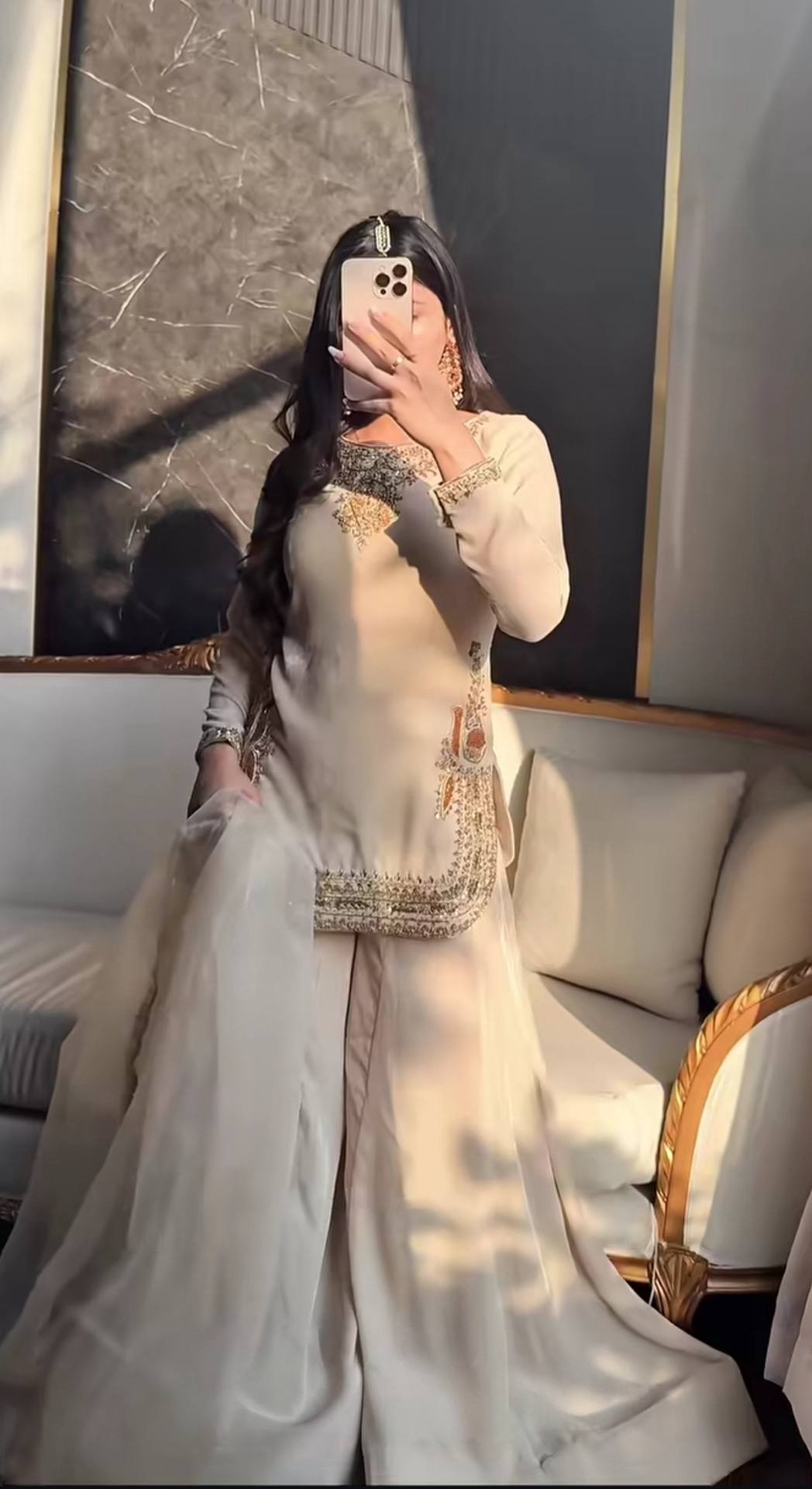 Premium Korean Satin Silk Sharara Set