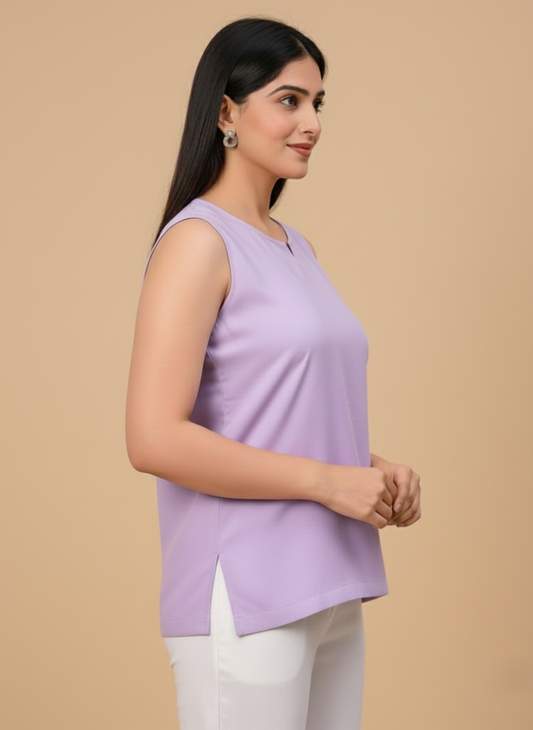 Airy Linen Sleeveless Short Kurti