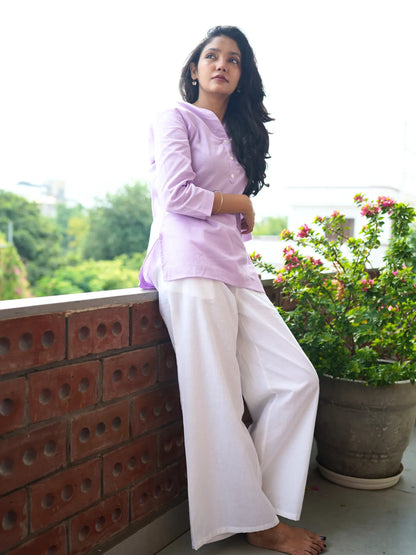 Women White Airy Linen Wide Leg Pant