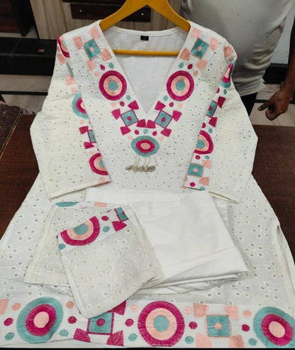 Beautiful Cotton  Embroidery Co-Ord Set