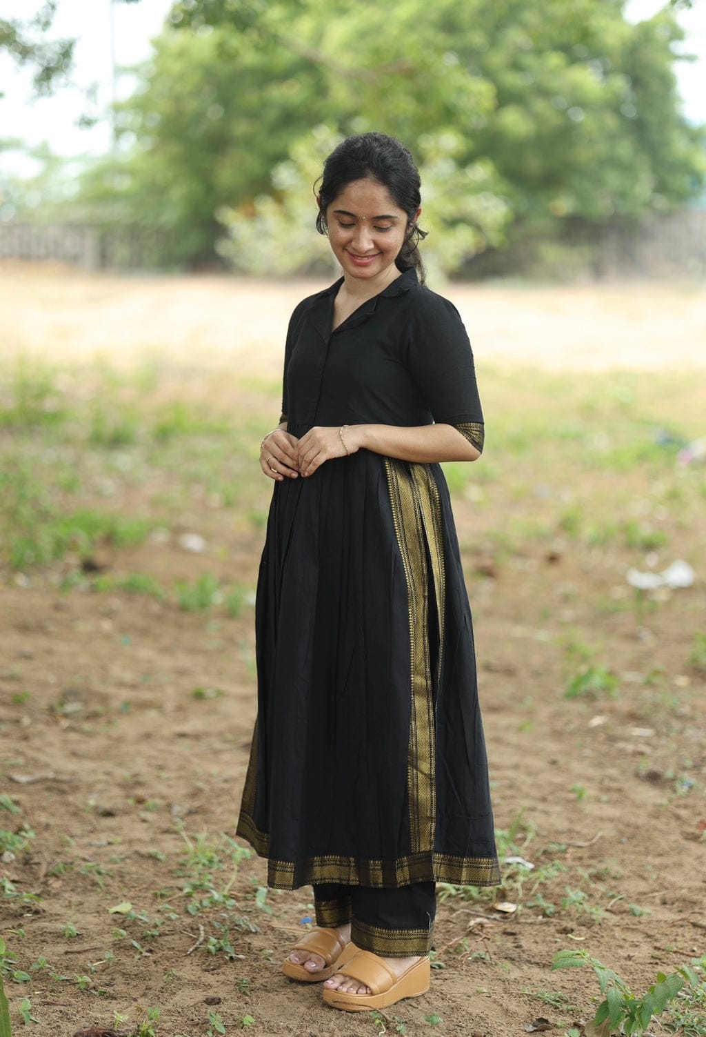 Black Banarasi Silk Festive Suit Set