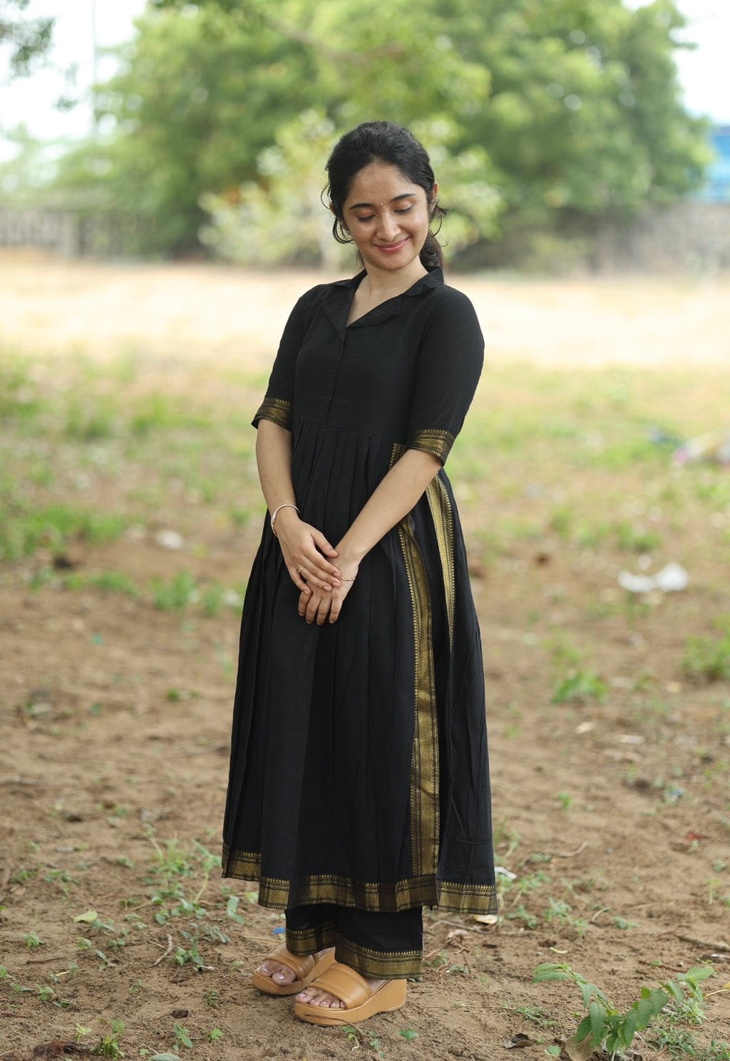 Black Banarasi Silk Festive Suit Set