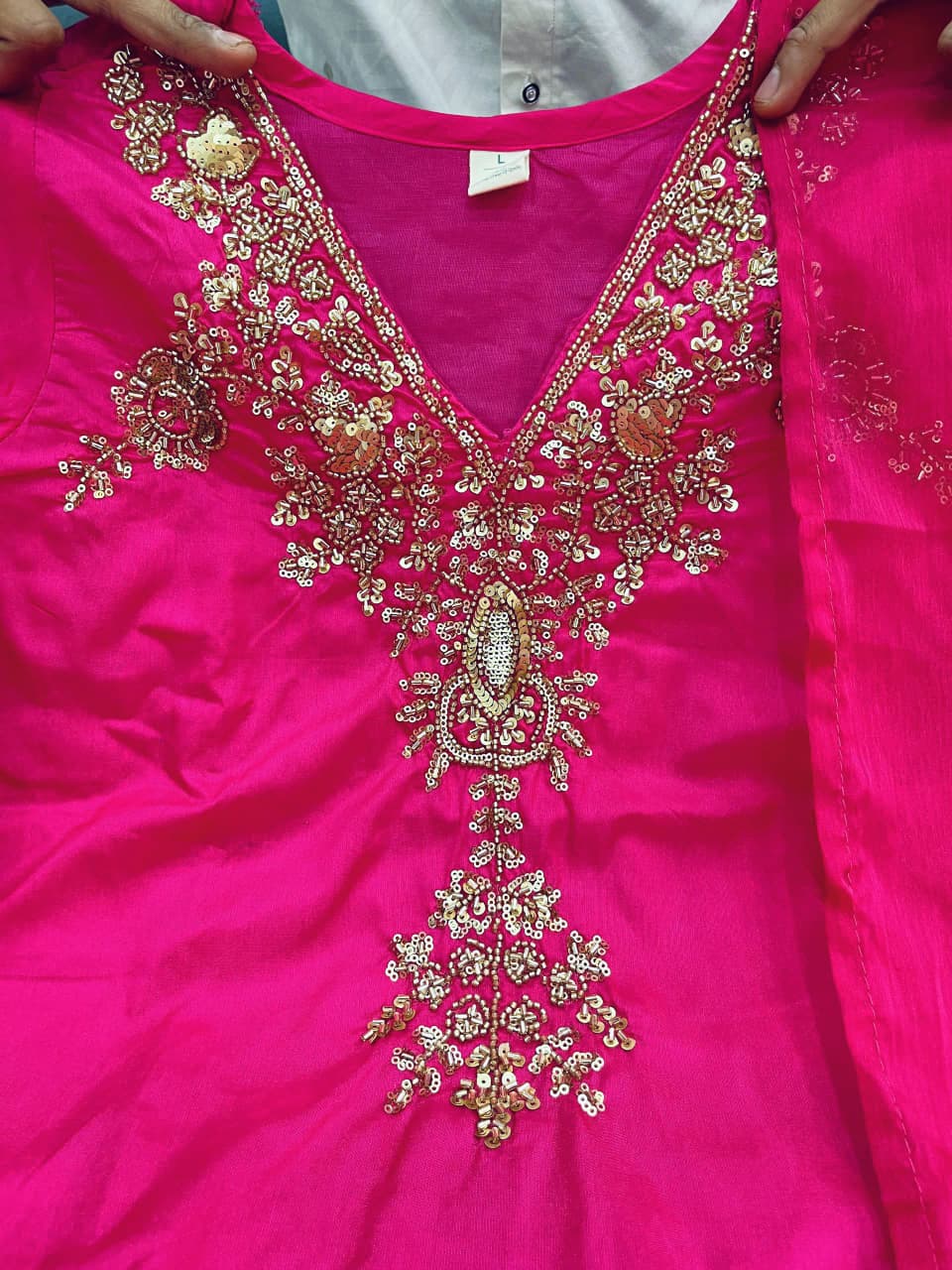 Pink Designer Mul Chanderi Party Wear Suit Set
