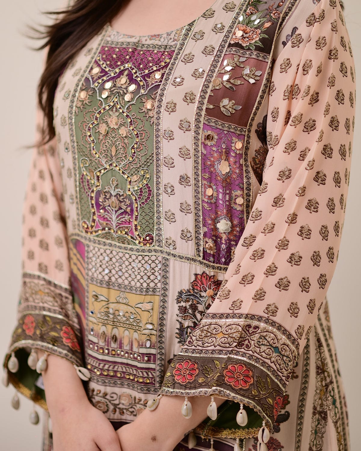 Full Chinon Anarkali Set with Chiffon Dupatta
