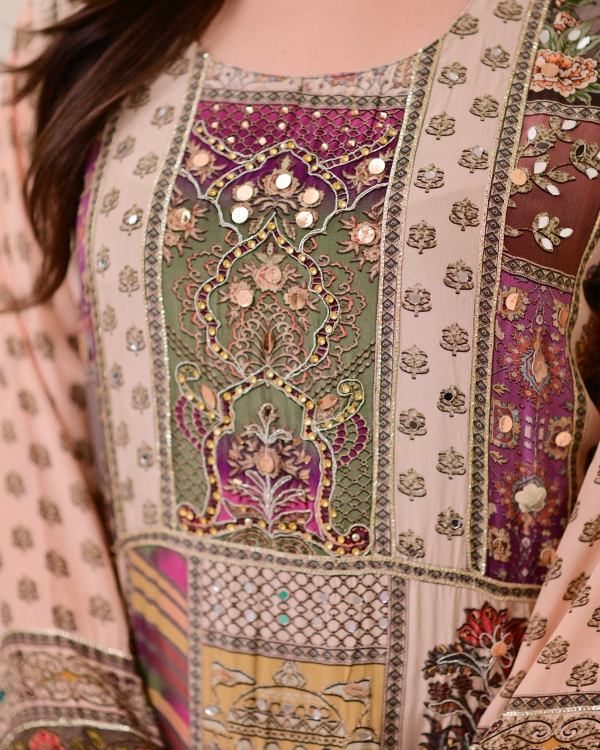 Full Chinon Anarkali Set with Chiffon Dupatta