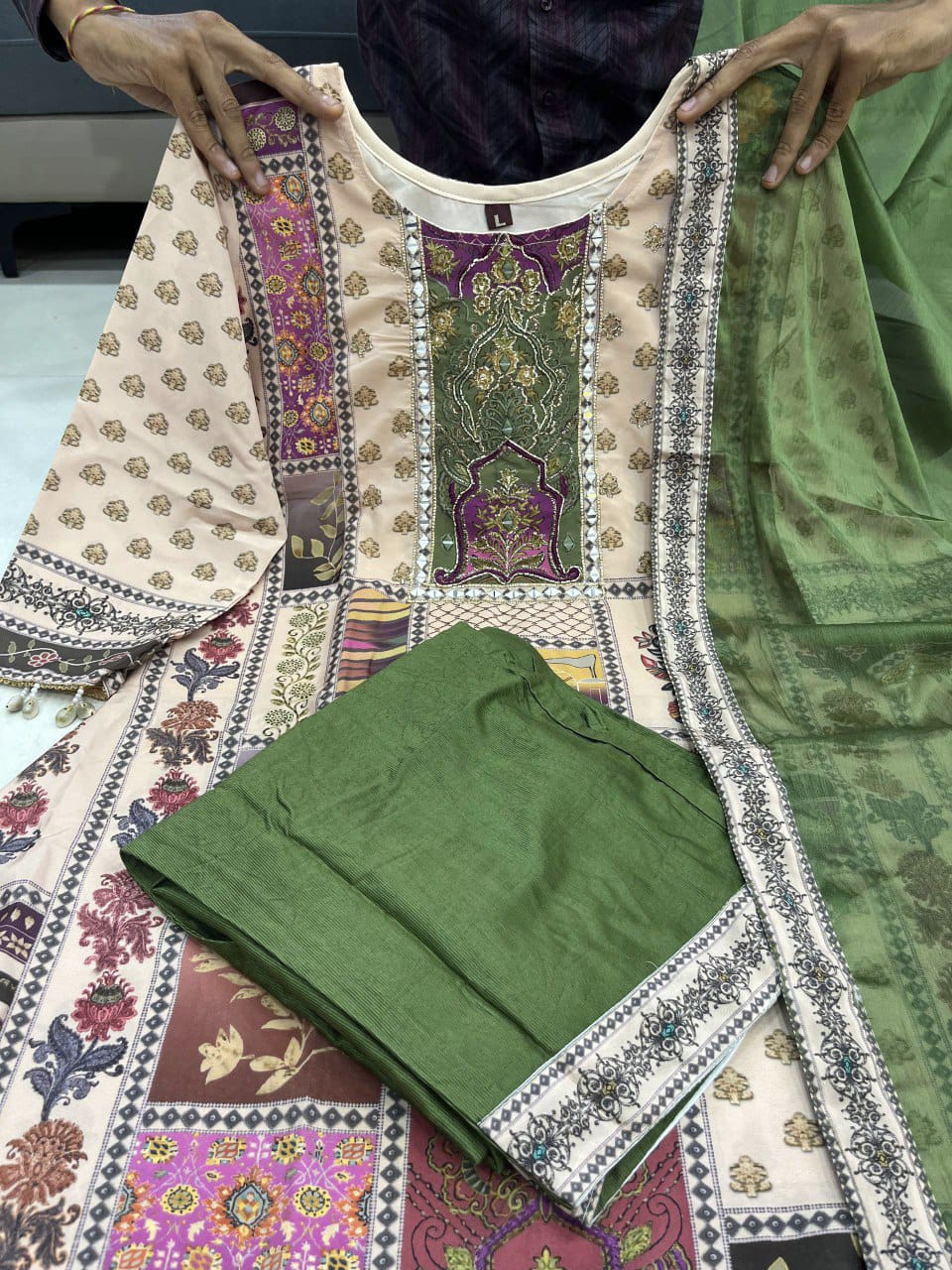 Full Chinon Anarkali Set with Chiffon Dupatta