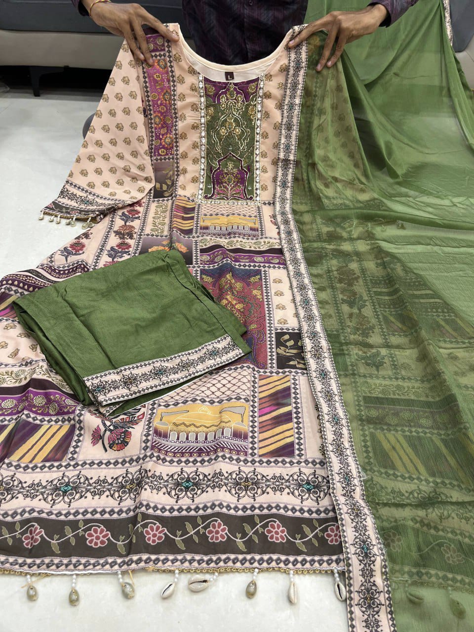 Full Chinon Anarkali Set with Chiffon Dupatta