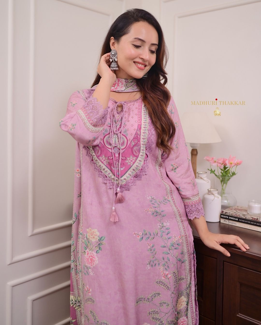 Lilac Soft Muslin Embroidered Suit Set