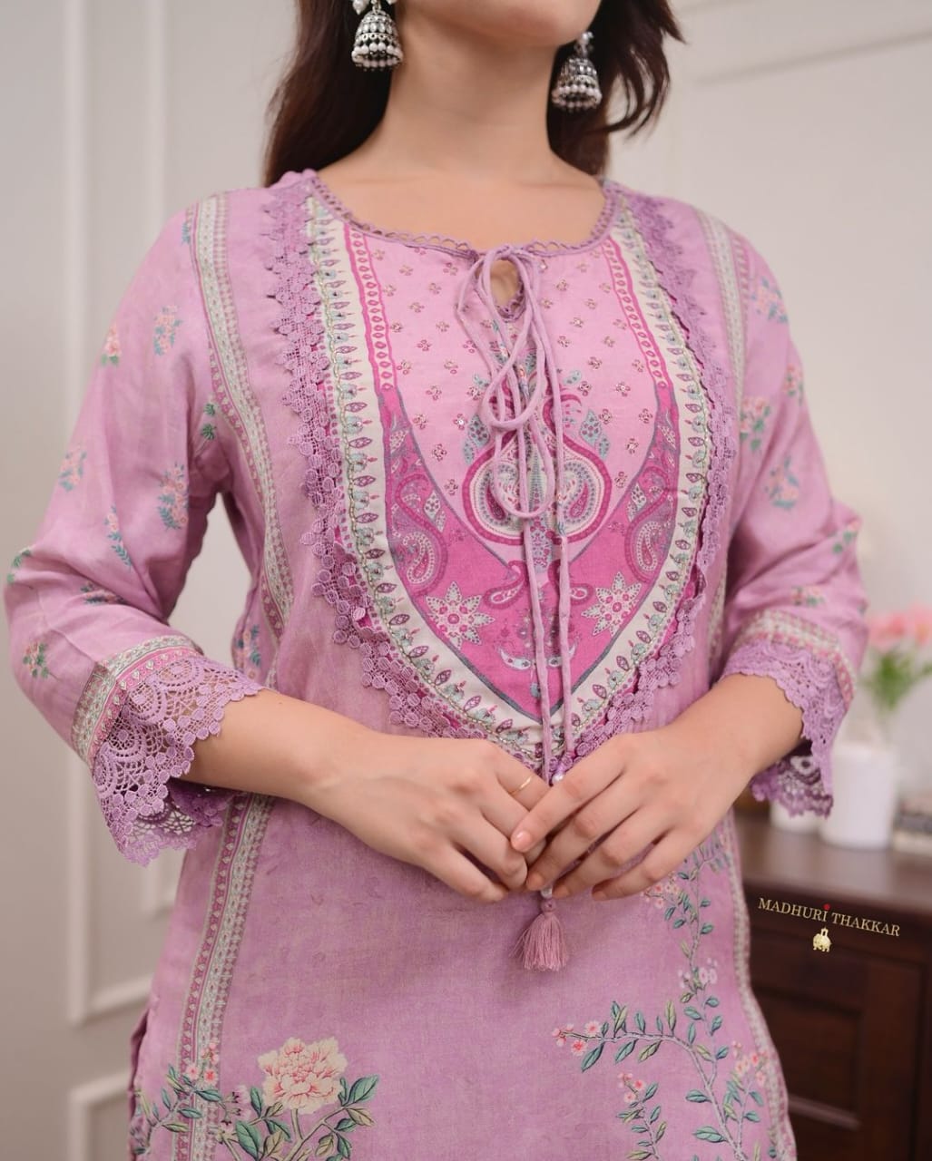 Lilac Soft Muslin Embroidered Suit Set