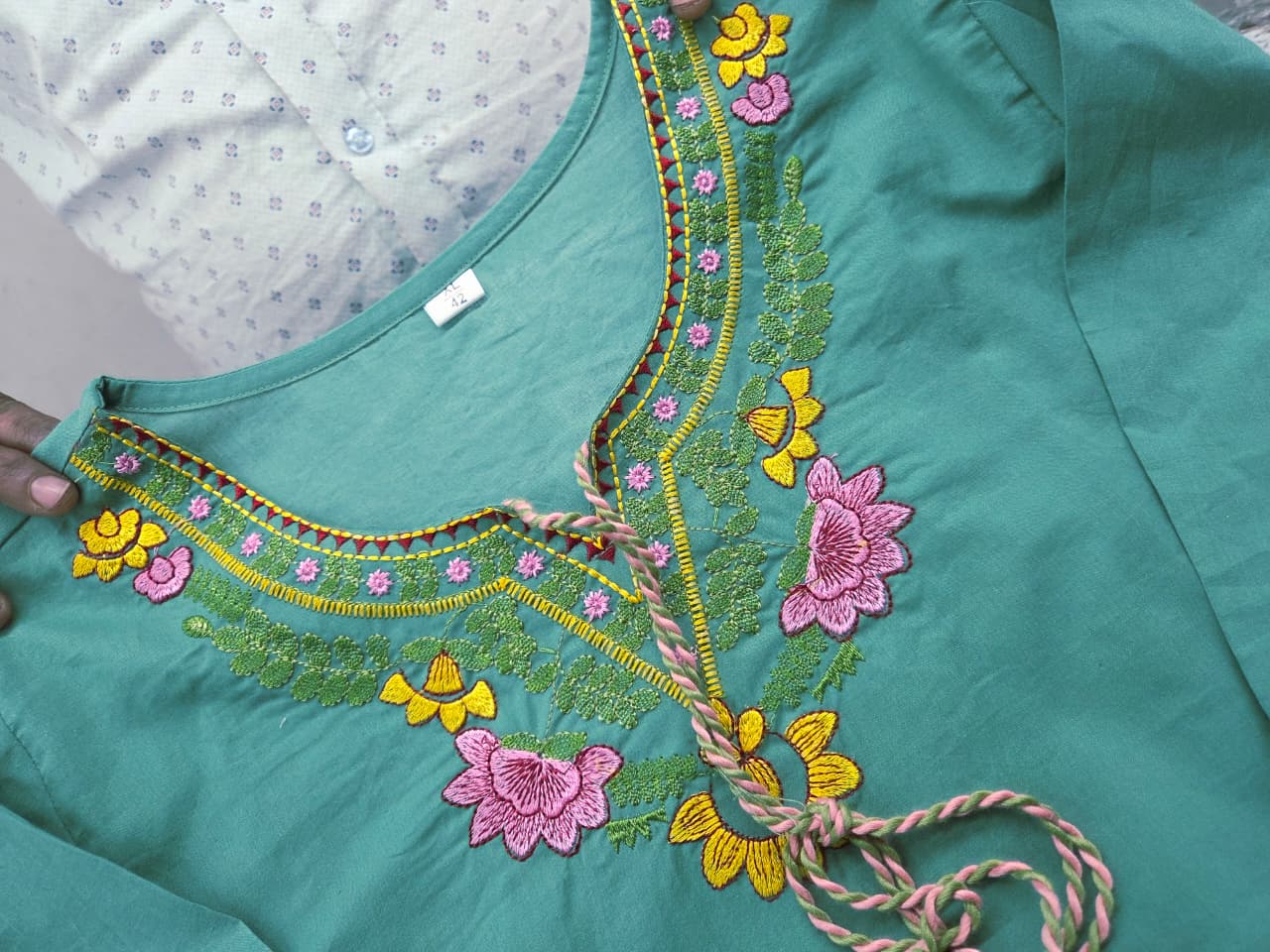 Blue Summer Cotton Embroidered Kurti Pant Co-ord Set