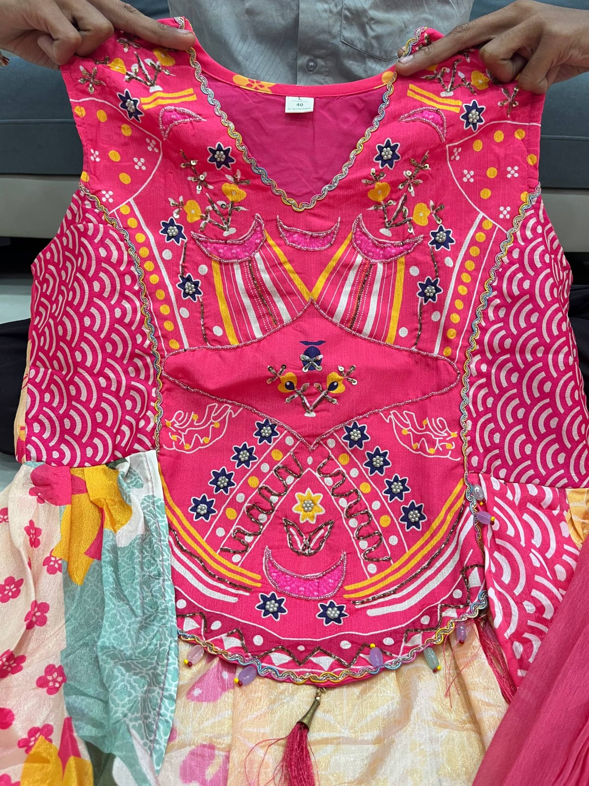 Luxury Chinon Shrug Set with Hand-Embroidered Yoke