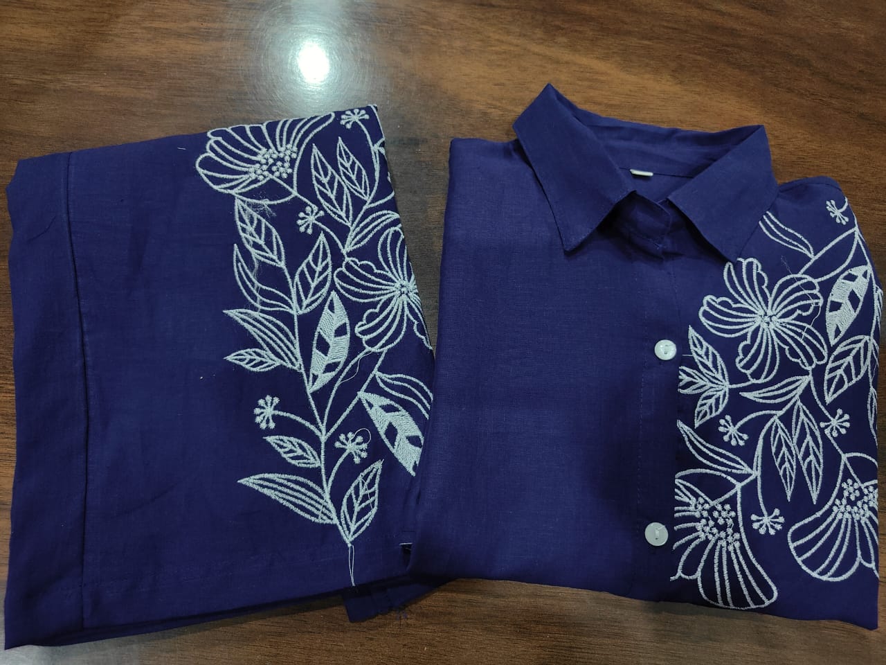 Purple Pure Cotton Button-Down Kurti and Palazzo Co-ord Set