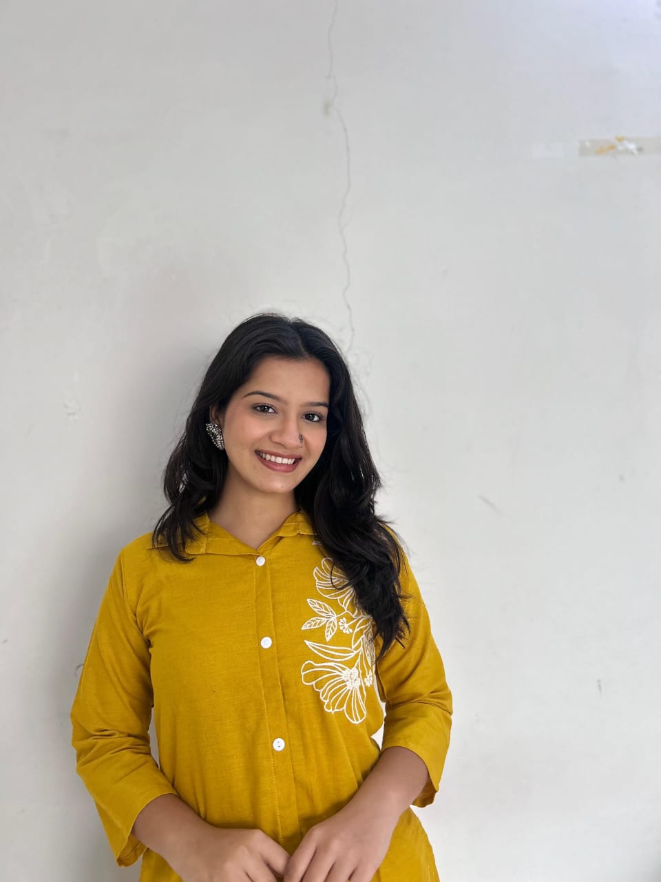 Yellow Pure Cotton Button-Down Kurti and Palazzo Co-ord Set