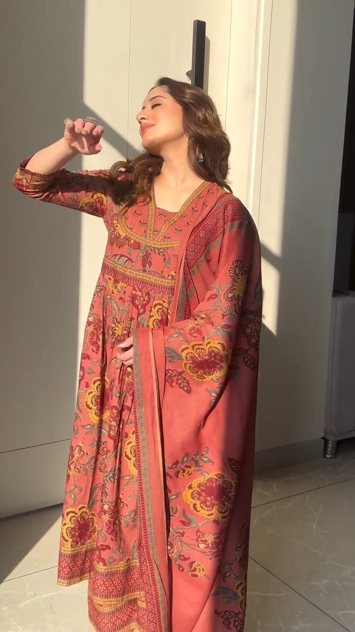 Dusty Pink Floral Block Print Cotton Suit Set