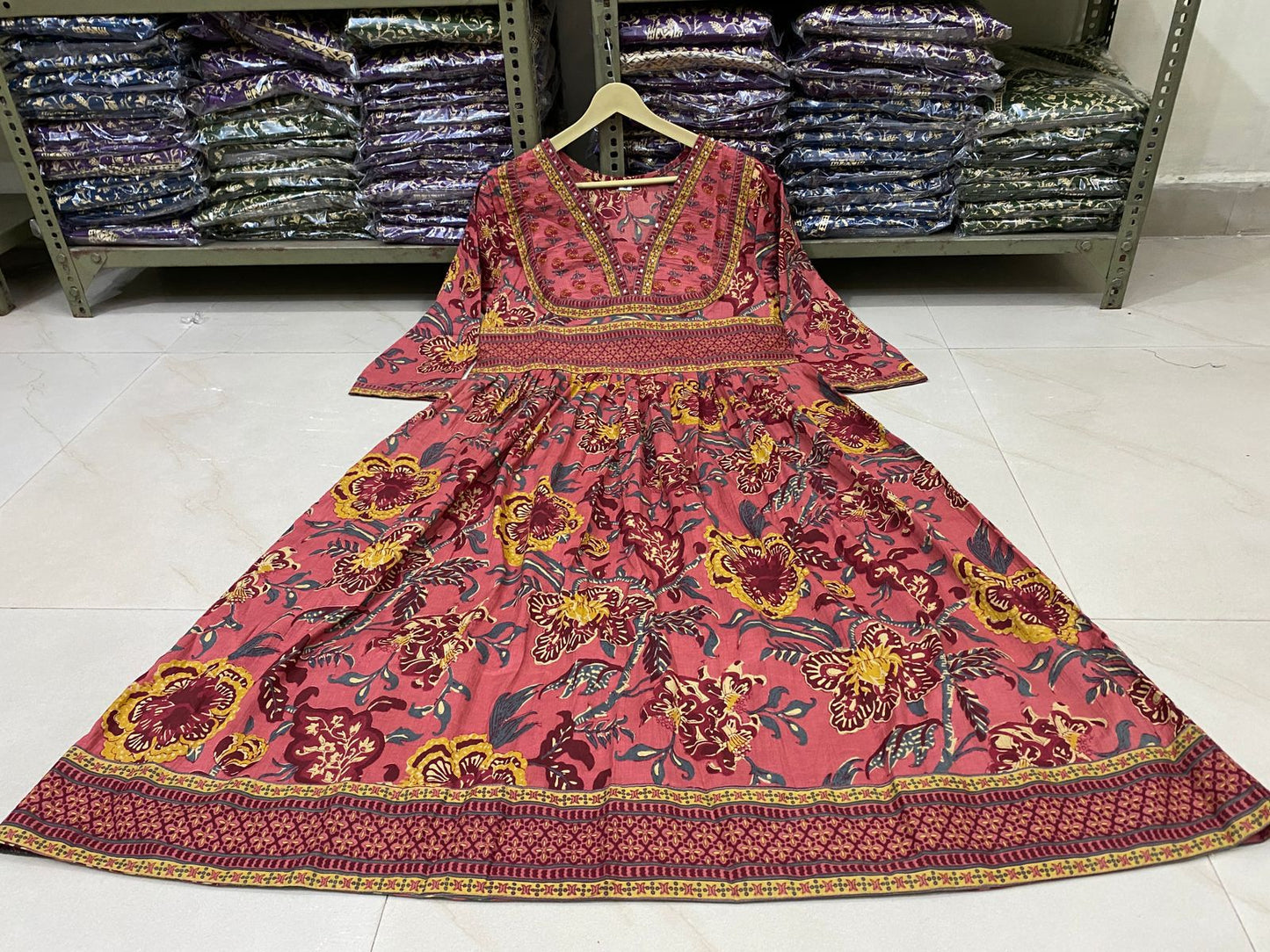 Dusty Pink Floral Block Print Cotton Suit Set