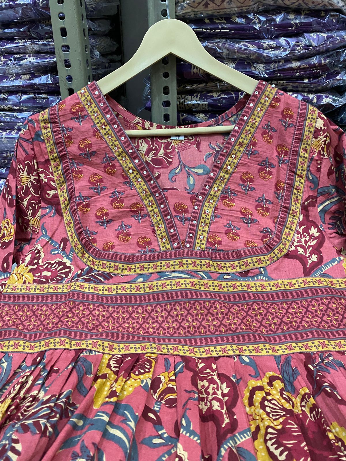 Dusty Pink Floral Block Print Cotton Suit Set