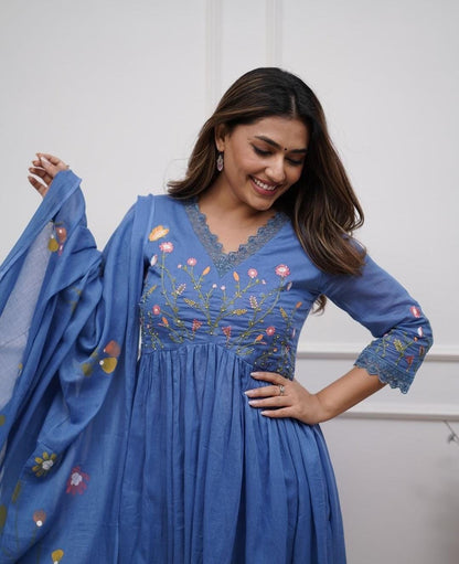 Stylish Elegant Embroidery Cotton Kurta Set