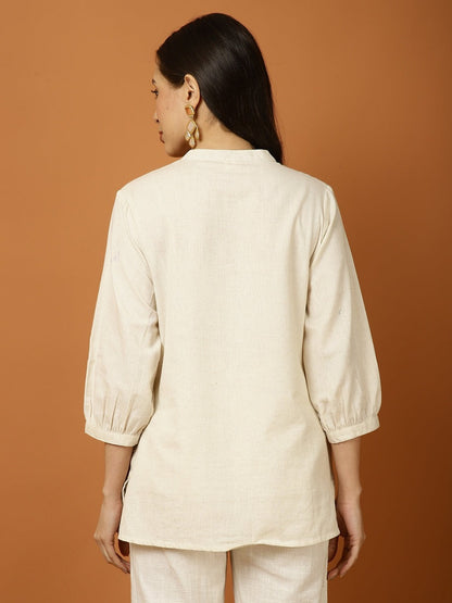 Cotton Linen embroidery Co-Ord Set