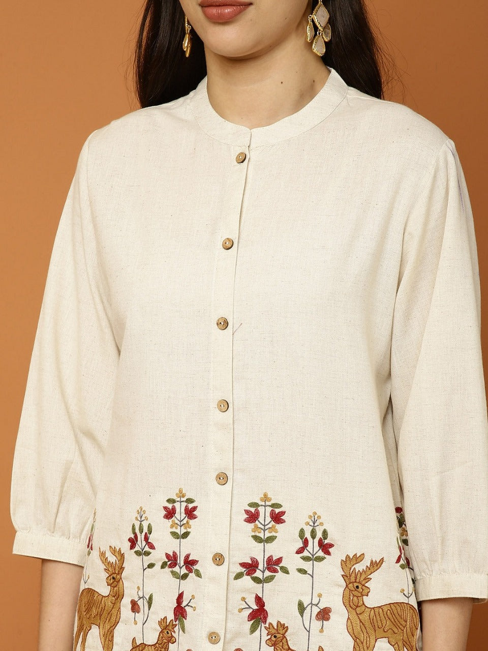 Cotton Linen embroidery Co-Ord Set