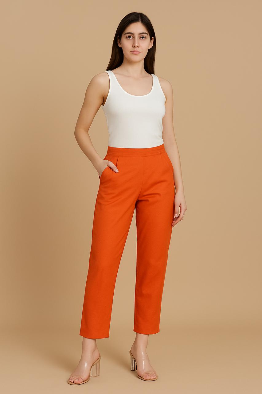Orange Everyday Cotton Pant
