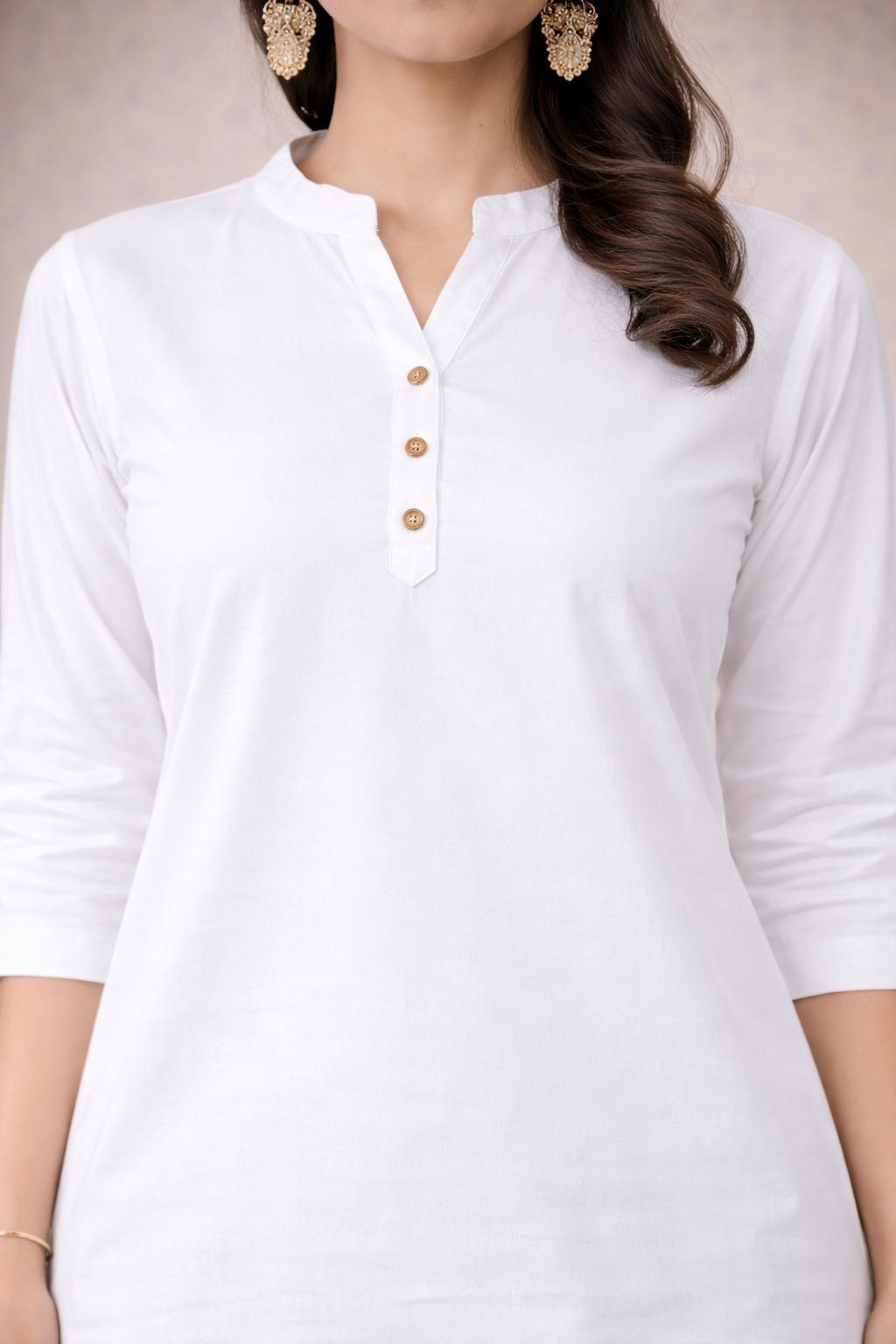 Elegant White Rayon Co-ord Set for Women with button detail Kurti & Straight Pants