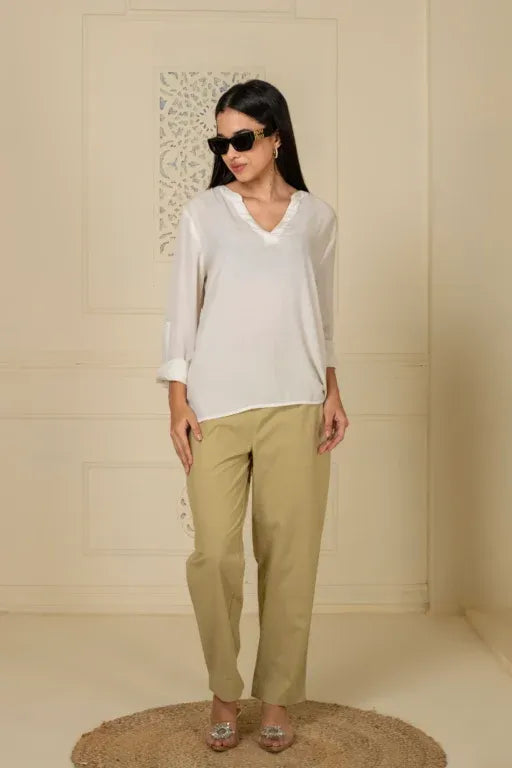 Earthy Brown Wide Leg Cotton Pant