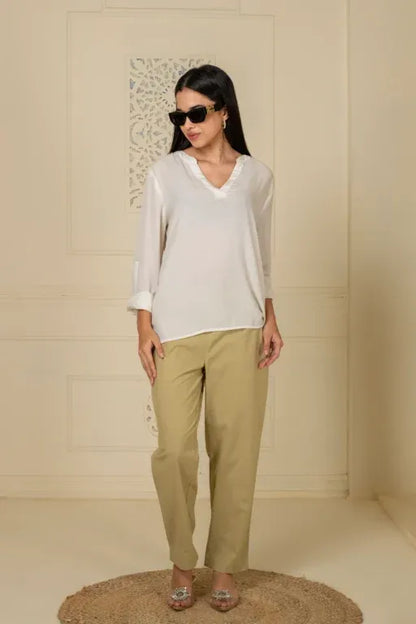 Earthy Brown Wide Leg Cotton Pant