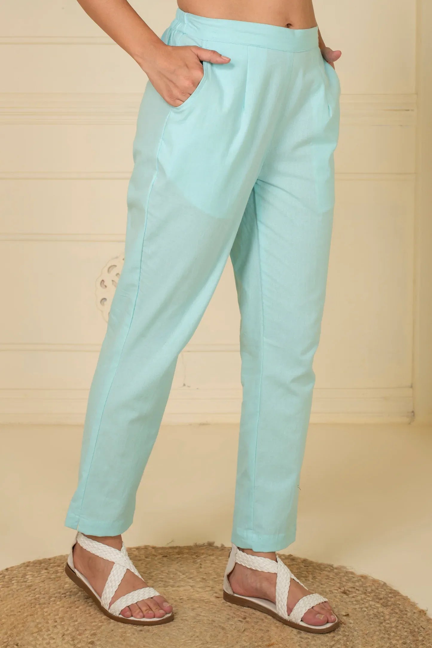 Ice Blue Everyday Cotton Pant