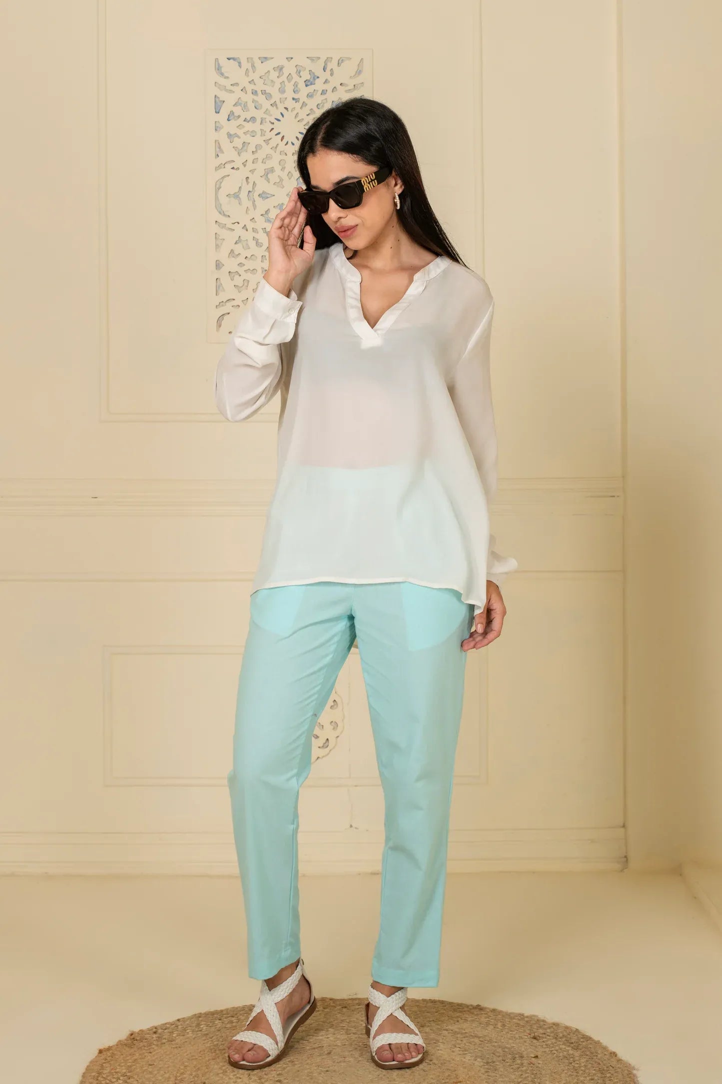 Ice Blue Everyday Cotton Pant