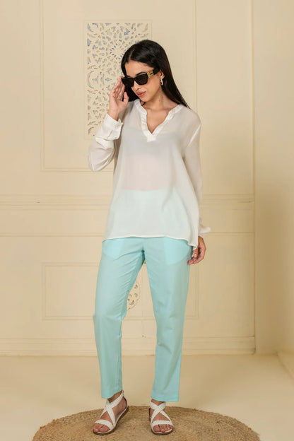Ice Blue Everyday Cotton Pant