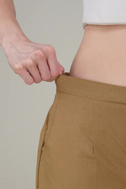 Camel Brown Wide Leg Cotton Pant