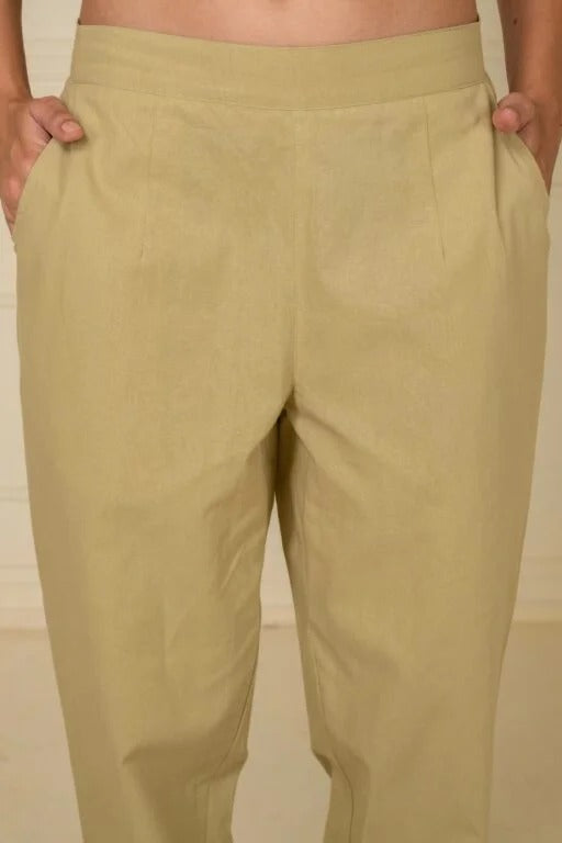 Earthy Brown Wide Leg Cotton Pant