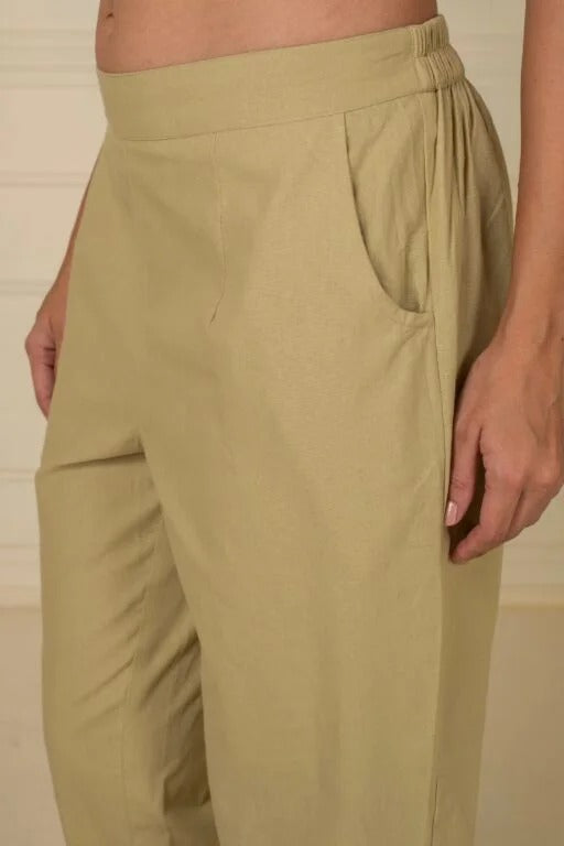 Earthy Brown Wide Leg Cotton Pant