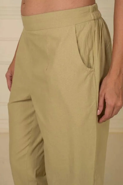 Earthy Brown Wide Leg Cotton Pant